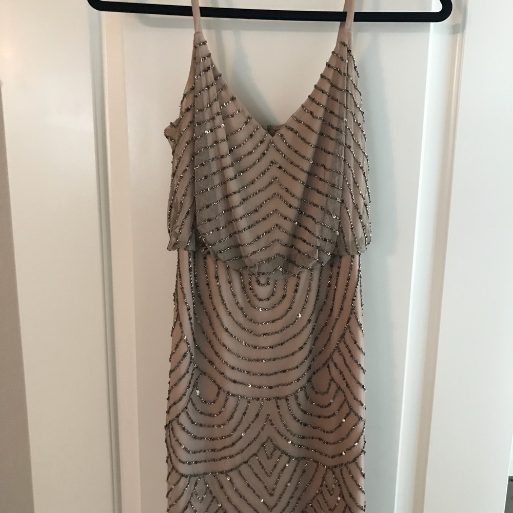 Formal short beige sparkle dress